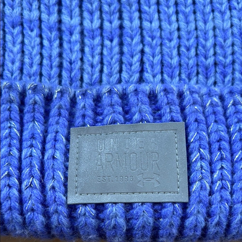 Under Armour Blue Knit Pom-Pom Beanie - Picture 2 of 5